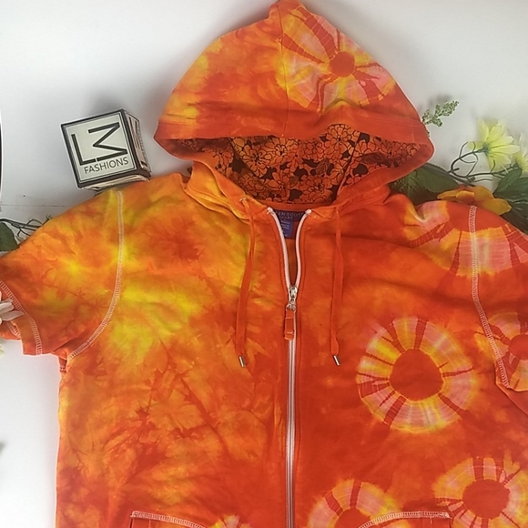 Karen Scott Sport tie dyed ss fz hoodie - Picture 2 of 16